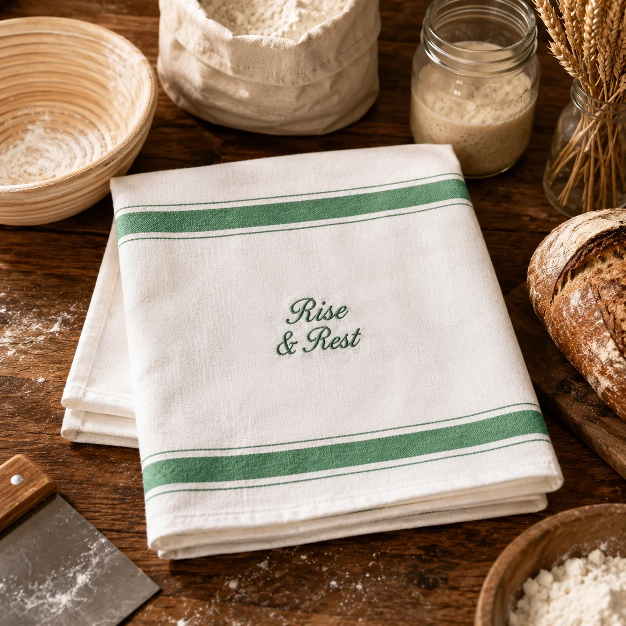 Personalized Sourdough Towel Custom Embroidered Kitchen Towel with Name Bread Baking Dish Cloth Housewarming Gift for Home Baker