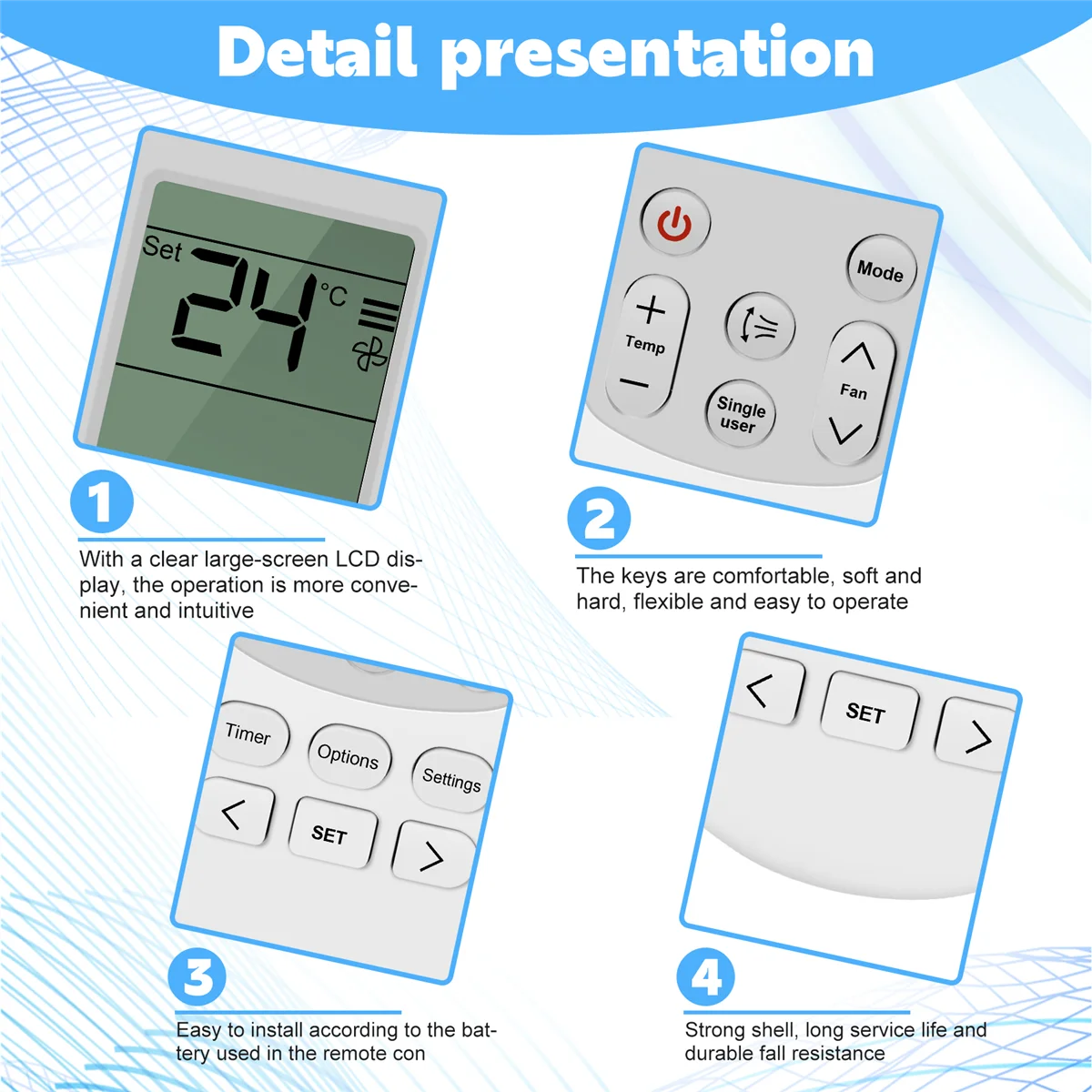 Mando a distancia de aire acondicionado, reemplazo de un solo usuario para Samsung DB93-15169G, DB93-14643T, AJ009JNNDCH, DB93-15169E
