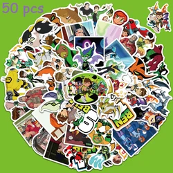 Autocollants de Dessin Animé Ben 10, 50 Pièces, Jouets Amusants, Bagages, Skateboard, Ordinateur Portable, Bouteille d'Eau, Décalcomanies Imperméables, Cadeaux pour Enfants