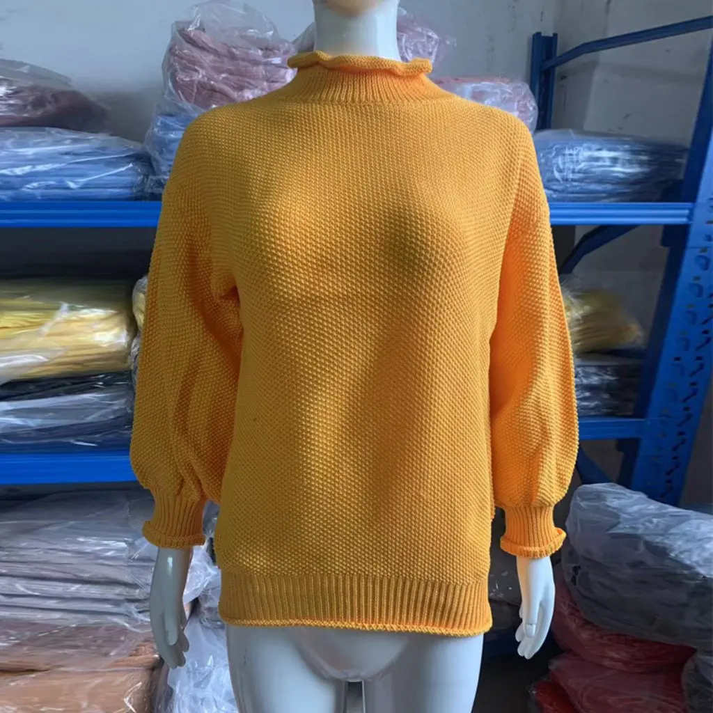

plus Size High Collar Pullover Sweater European American Style Loose Leisure Long Sleeve Autumn Winter Women's Fashion