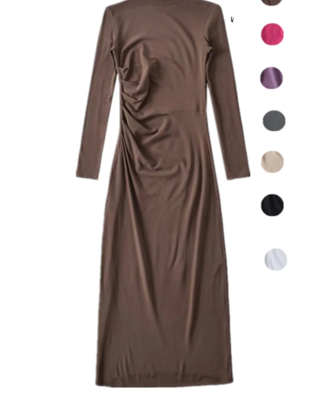 Slim Fit Long Dr f Col Haut Mince Fce Base Layer Jupe Ceinture Taille Moulante Dr Street Sle Pure Couleur Automne W...