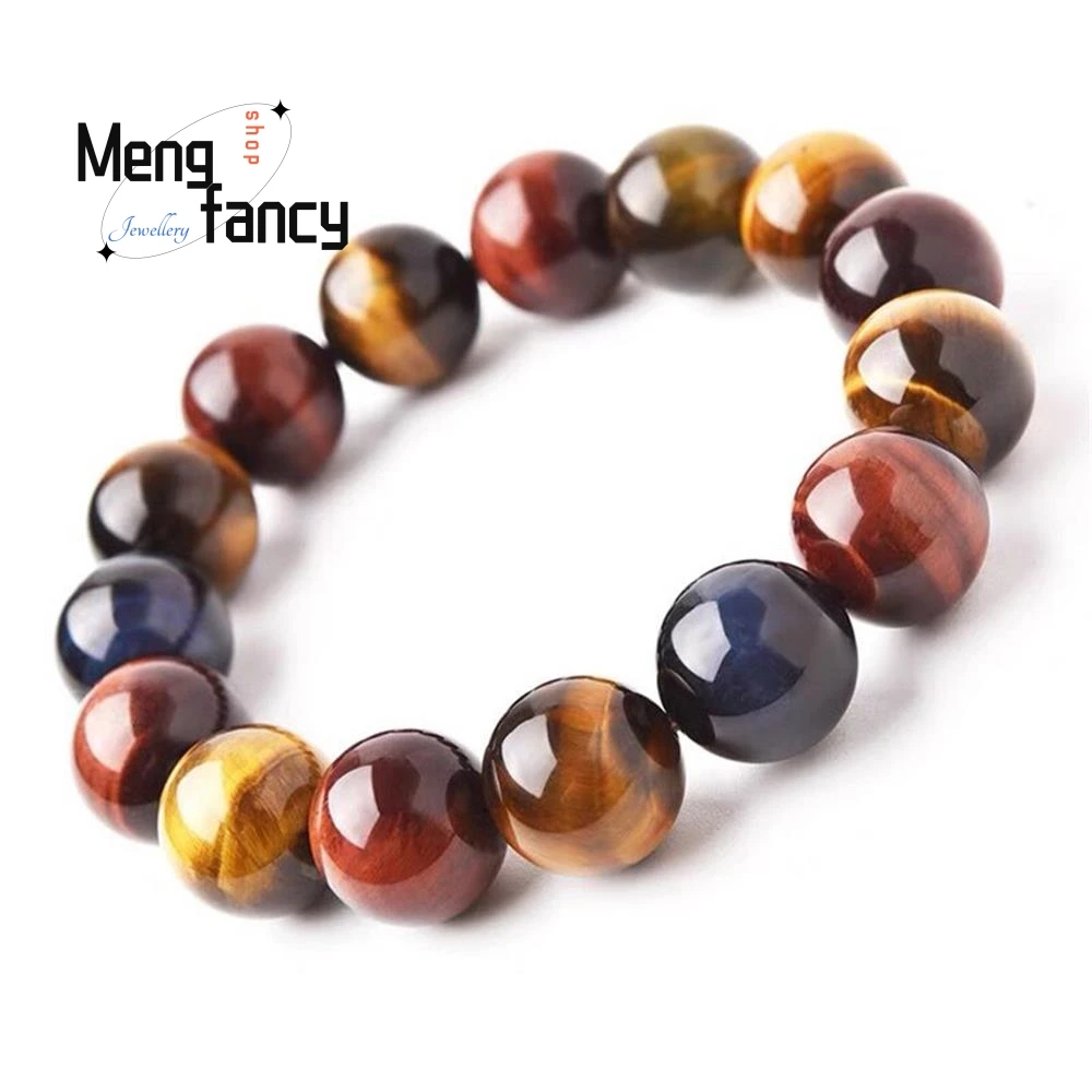 Natural Color Tiger Eye Bracelet Tiger Clear Stone Simple Elegant High-grade Crystal Luxury Quality Fashion Jewelry Holiday Gift