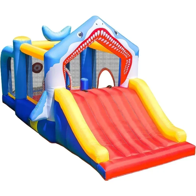 

Inflatable Bounce House Toddler with Ball Pit Slide Bouncer Jumper Shark Bouncy Castle Park for Kids