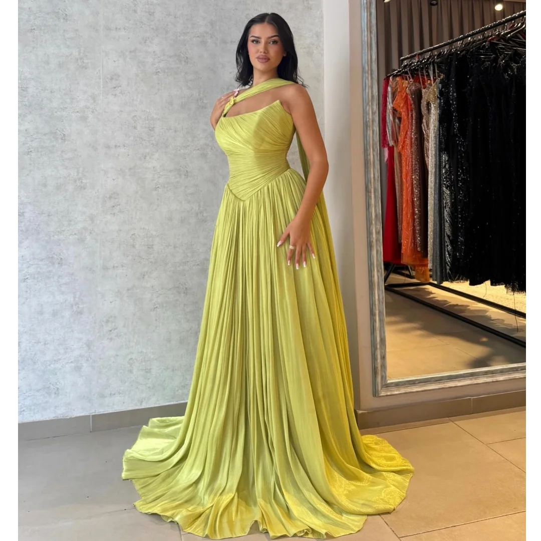 

2026 Exquisite Evening Dresses Ruched Strapless Formal Prom Dress A Line Pleated Chiffon Party Gown Gala Vestidos Customized
