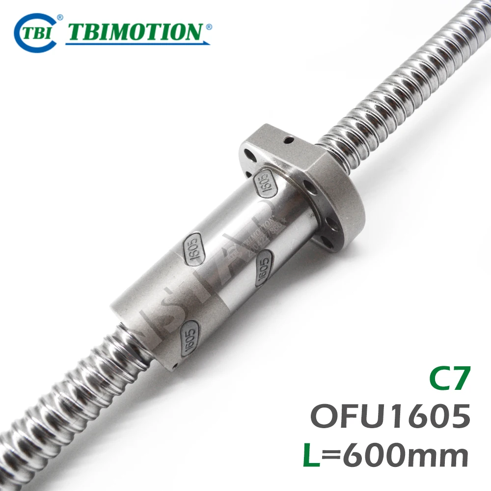 TBI Motion OFU1605 DFU1605 Double Nut C7 Ball Screw 600mm CNC Anti Backlash High Precision CNC Parts Made in Taiwan BKBF Ends