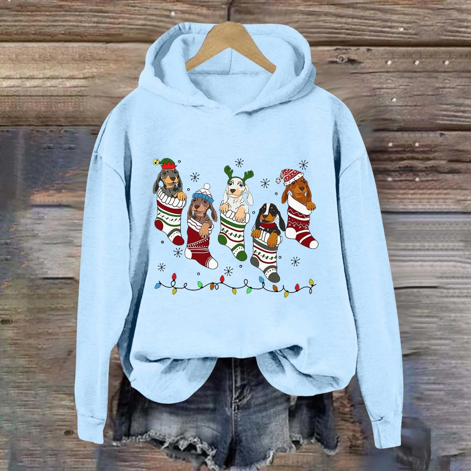 

Christmas Sweatshirt Christmas Dog Hoodies Xmas Dachshund Sweatshirts Dog Lover Pullover Christmas Gift for Women Hood Tops