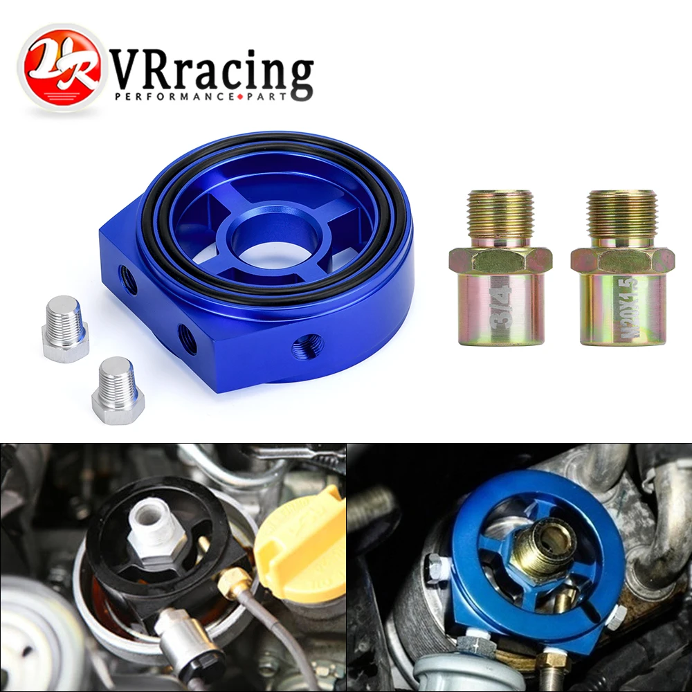 VR - Racing M20X1.5 3/4-16 1/8 NPT Aluminum Oil Pressure Gauge Oil Filter Sandwich Adapter Car Accessories VR6722