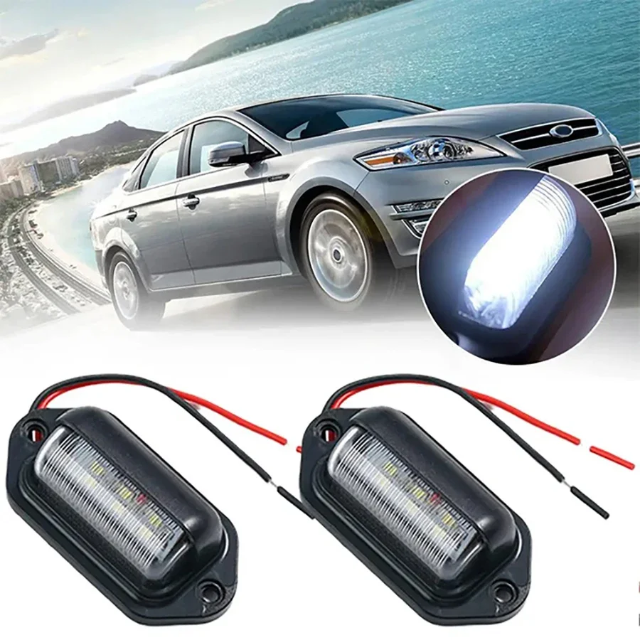 

6 LED Car License Plate Light License Plate Lamp, Bright Tag Lamp for Truck, SUV RV Trailer Van 12V White Exterior LED License P
