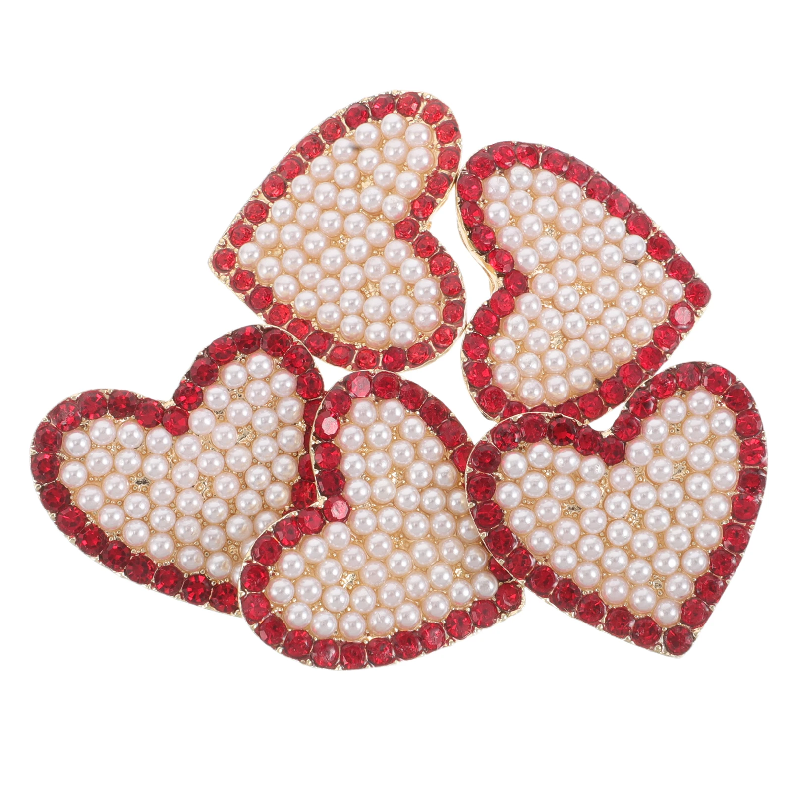 

5 Pcs Clothing Love Flash Drill Brooch Man Imitation Friendship Heart Pin