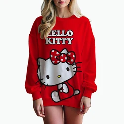 Hot Sale Oversize Printing Women Sweatshirt 2024 Autumn Anime Style Loose High Quality Hoodies Hello Kitty Print Hooded Girl