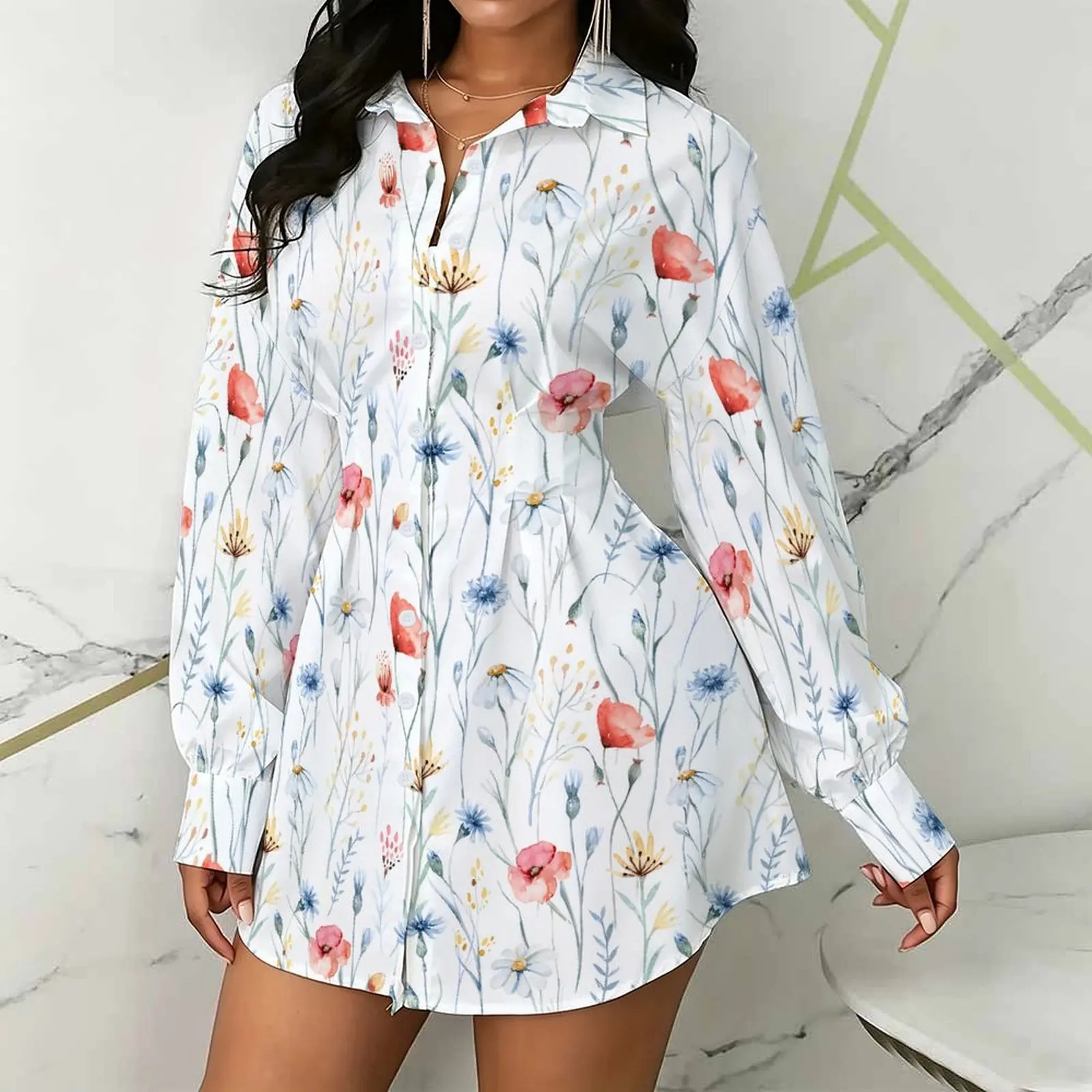 Winter Casual Long Sleeved Autumn Ladies Elegant Clothes Daily Street Retro Top Slim Blouse Women's Fashion Button Shirt
