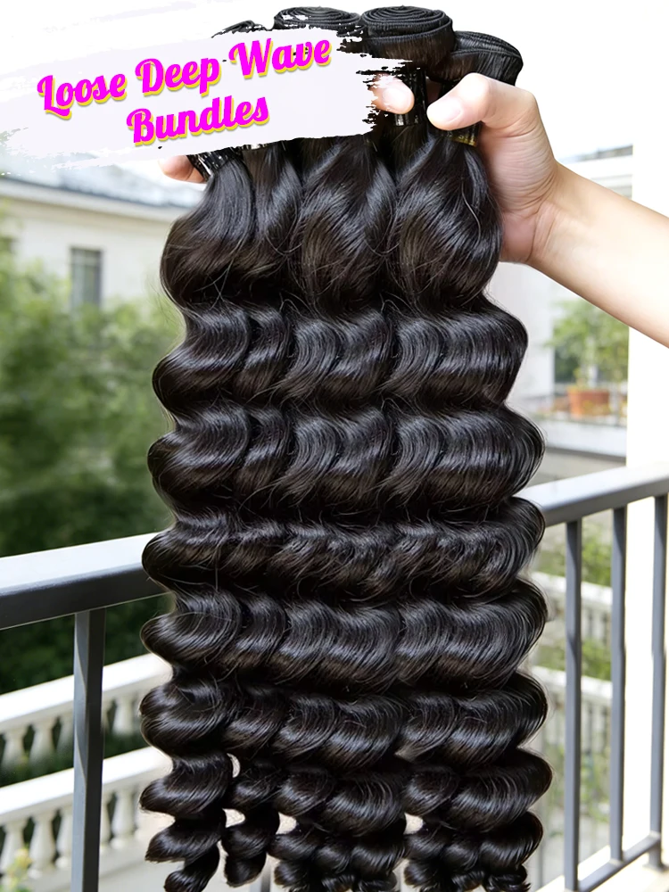 Extensions de cheveux humains brésiliens de qualité, lots de mèches ondulées profondes, tissage de cheveux naturels bruts