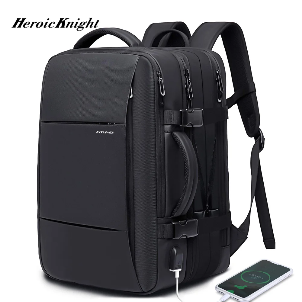 Heroic Knight sac à dos de voyage hommes sac à dos d'affaires école extensible USB sac grande capacité 15.6 ordinateur portable sac à dos étanche sac