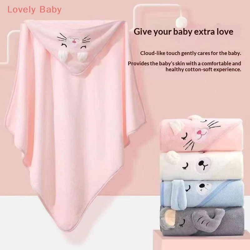 【BS】Cartoon Animal Baby Hooded Bath Towels Toddler Bathrobe Warm Sleeping Swaddle Wrap For Boys Girls Newborn Soft Towel Blanket