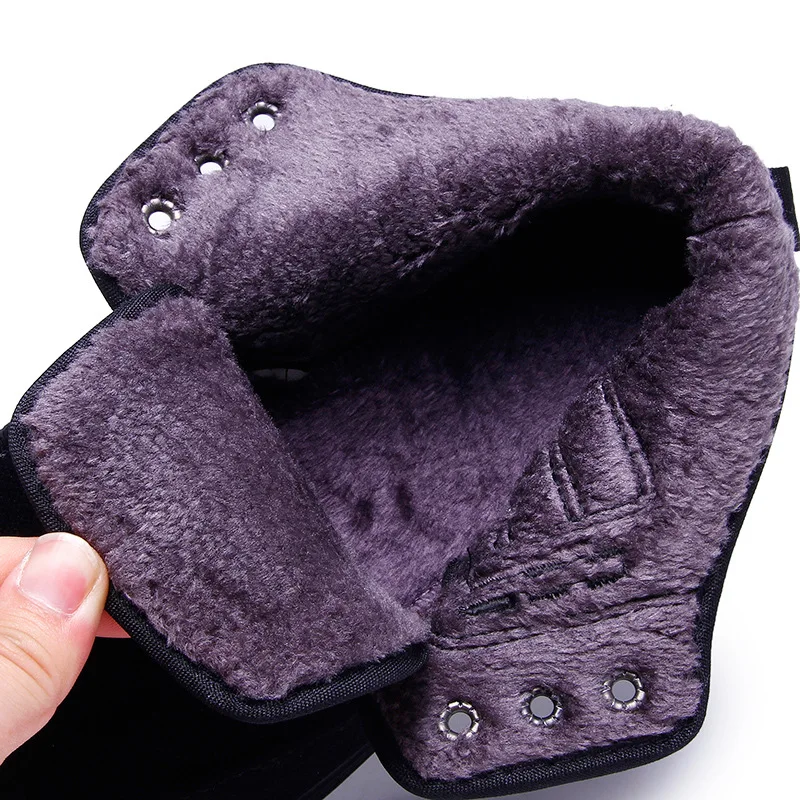Herren Winterstiefel, Schnürstiefel mit Fleece-Futter, knöchelhohe Stiefeletten, rutschfeste, dicke Sohle, warm, für ältere Herren, lässige Baumwollschuhe. – Detail 12