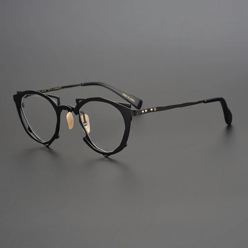 

Japanese Designer Handcrafted Irregular Pure Titanium Glasses for Men Myopia Reading Eyeglass Women Optical Prescription Eyewear