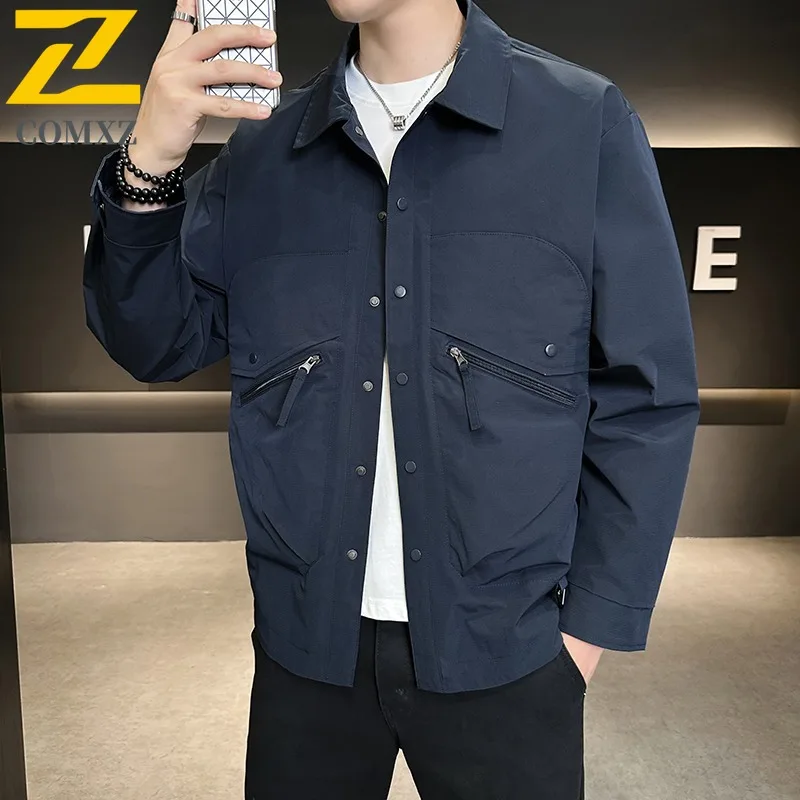 

COMXZ 2025 Молодежная ветровка, осенняя модная свободная мужская повседневная куртка, размер M 8XL, водонепроницаемая, легкая
