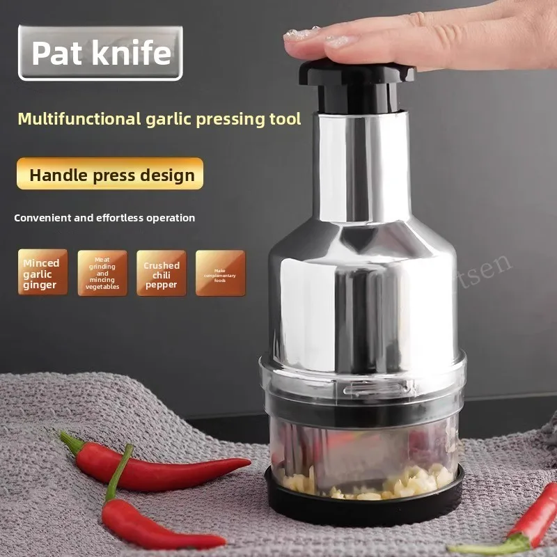手動ガーリックプレスステンレス鋼ガーリックマッシャー使いやすい耐久性のある野菜生姜玉ねぎチョッパー家庭用