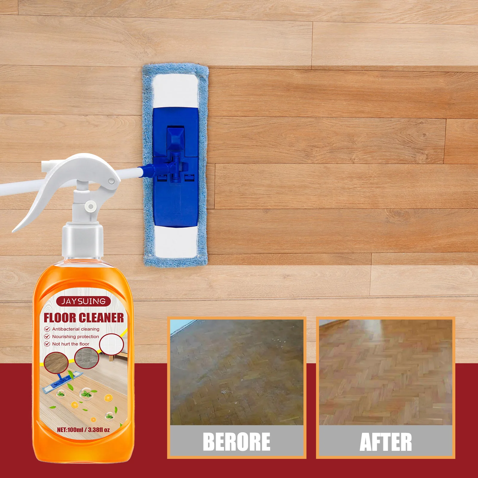 Wood Floor Brightening Cleaner Wood Stain Remover Floor Cleaning Polishing Liquid Repair Scratch Decontamination Floor Cleaner