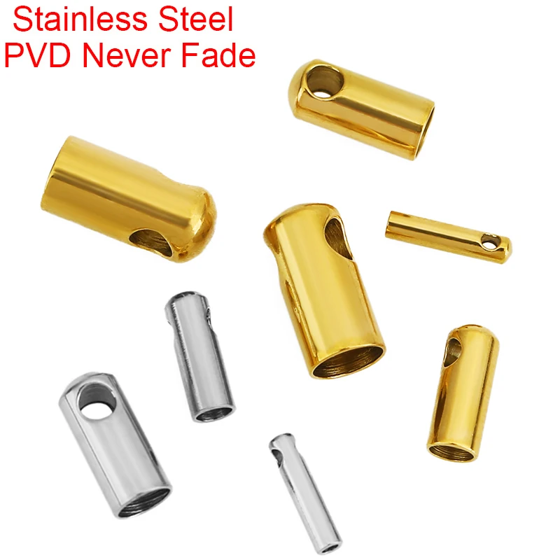 20pcs PVD Never Fade Stainless Steel Clasps For Round Cord Bracelet Hole 1 3 4 mm End Necklace Connectors Hooks Jewelry Making