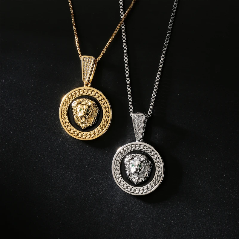 NEWBUY Gold/Silver Color Lion Pendant Necklace Copper Wedding Jewelry Wholesale Punk Style Hip Hop Necklace Femme Bijoux