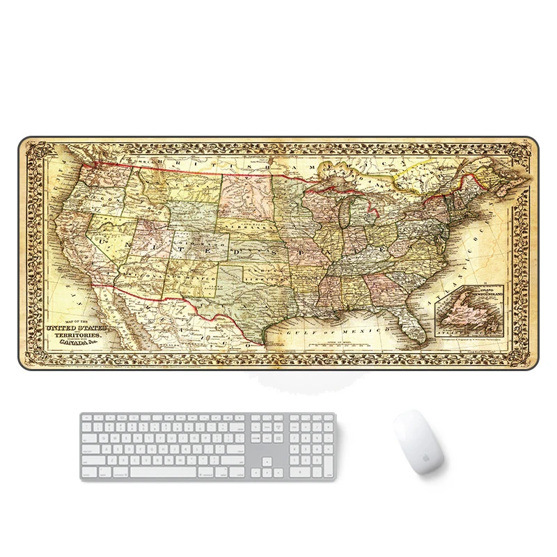 Large Size Map Mouse Keyboard Pad Neoprene Rubber With Top Fabric Game Adventure Mat Table Cover Home Office Anti-slip Mousepad