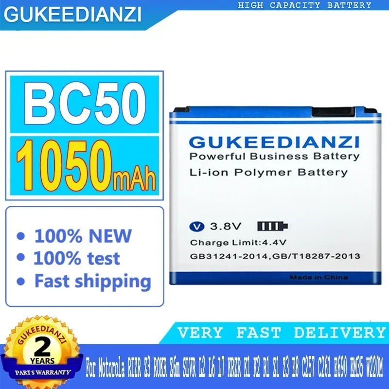 GUKEEDIANZI-Handy-Akku, Akku für Motorola L6, L6i, L6g, L7, L7C, K1, K2, R1, Z1, Z3, E8, L2, 1050 mAh, BC 50