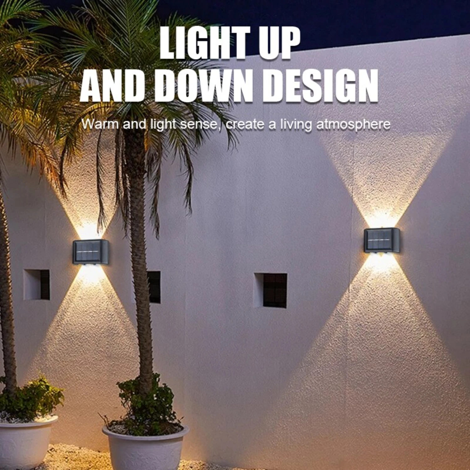 Effortlessly Illuminate Your Courtyard, Garden, and Carport with this Waterproof Solar Powered Wall Light Featuring 4 Bright LED