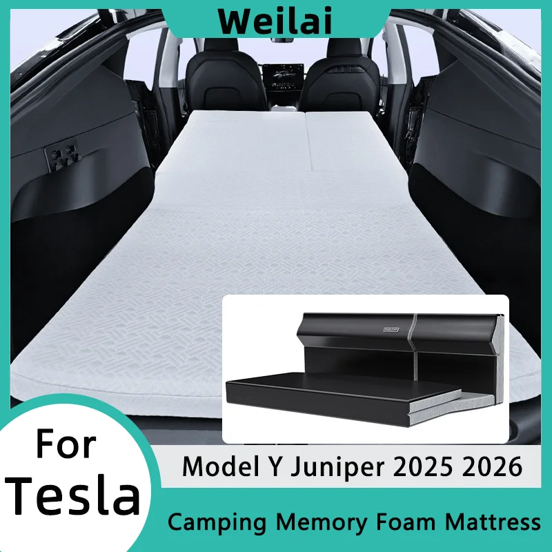 For Tesla Model Y Juniper Camping Mattress Car Travel Bed Portable In Outdoor Camping Semi-automatic Contraction Concealed Pad