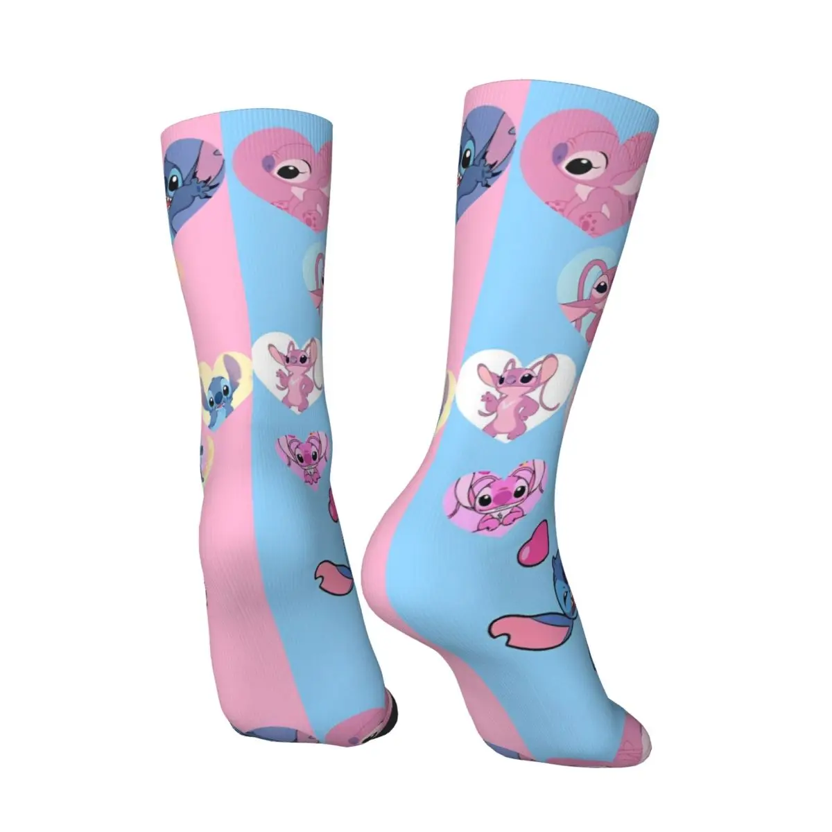 Kawaii Stitch And Angel Stockings Cartoon Comic Pattern Fashion Socks Winter Anti Skid Socks Unisex Men Climbing Quality Socks