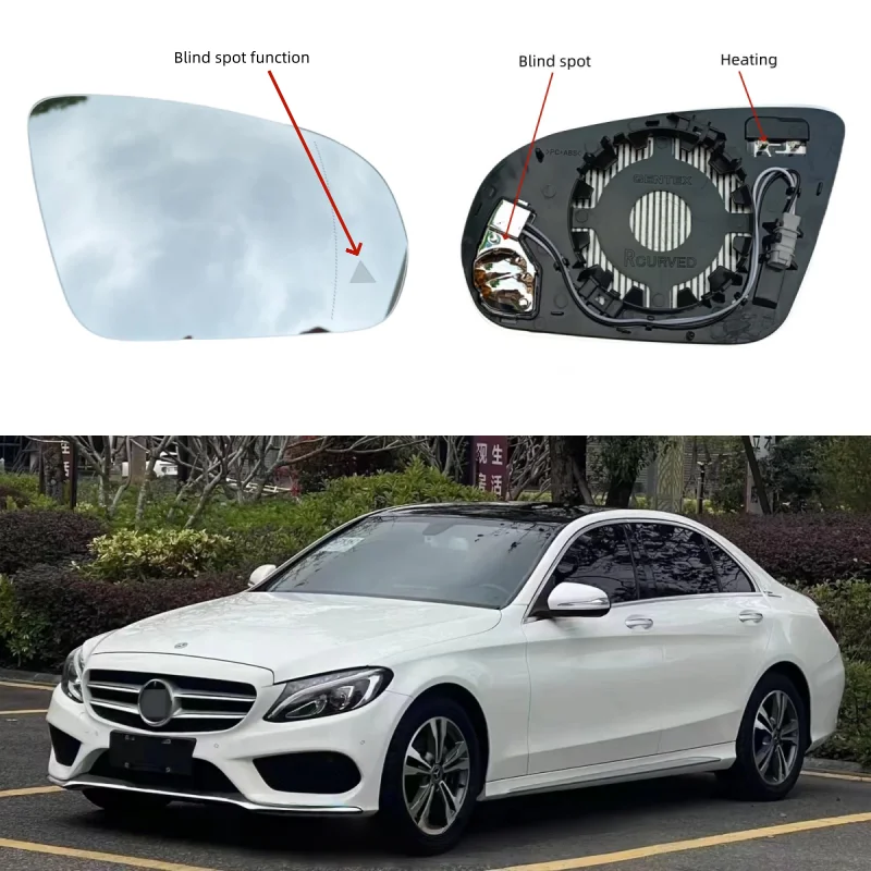 

For Mercedes-Benz C E S GLC Class W205 W213 W222 X253 2013-2021 Auto Dimming Heated Blind Spot Warning Rear Mirror Glass New