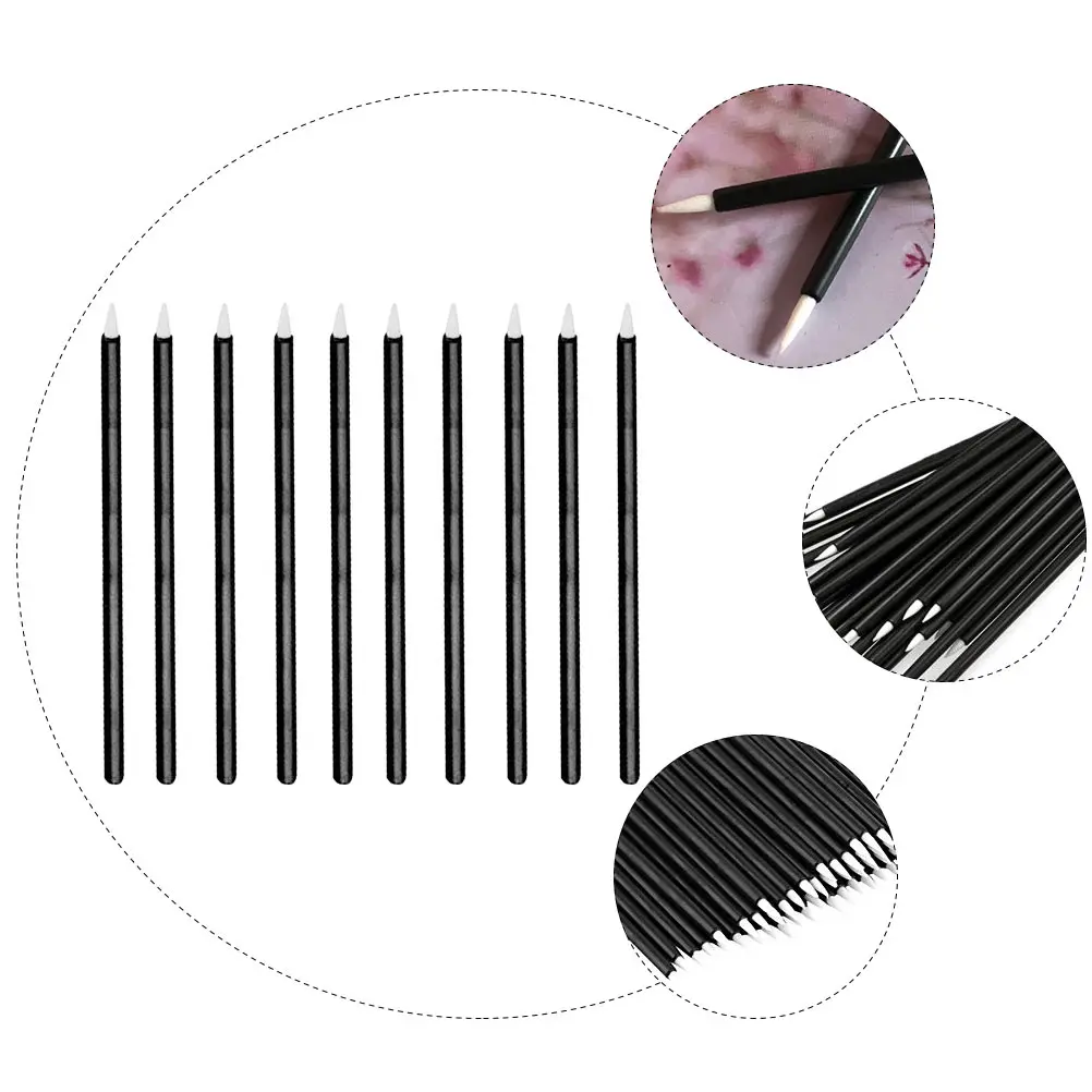 

100 PCS Eyeliner Makeup Brush Applicator Pencil Sticks Fiber Head Patch