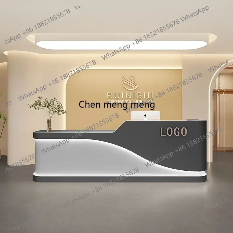 Reception Bank Salon Desk Hairdresser Counter Party Tables Corner Office Storage Front Clothes Escritorio Luxurious Entrance