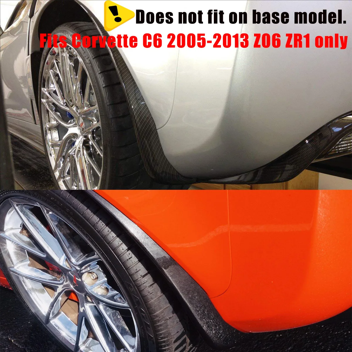 ل كورفيت C6 2005-2013 Z06 ZR1 واقيات الرذاذ الخلفي زوج لامع من ألياف الكربون الأسود طباعة اللوحات الطينية طقم الجسم البلاستيك