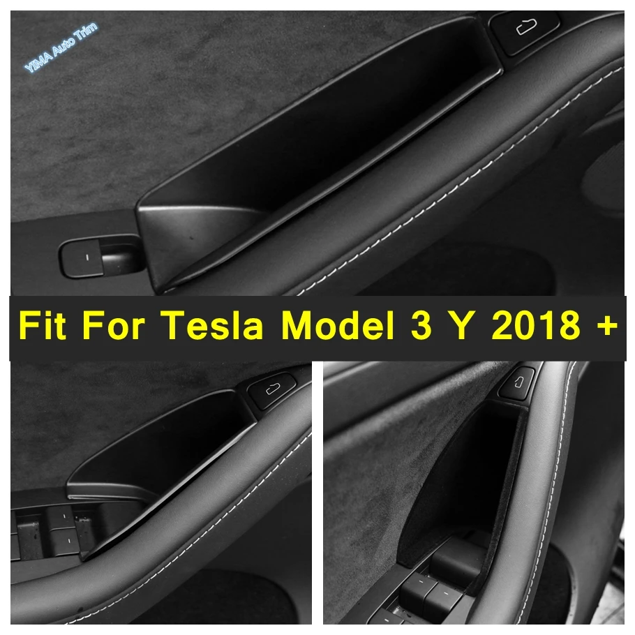 

Car Door Handle Side Armrest Container Holder Tray Storage Box Fit For Tesla Model 3 Y 2018 - 2022 Interior Tidying Accessories