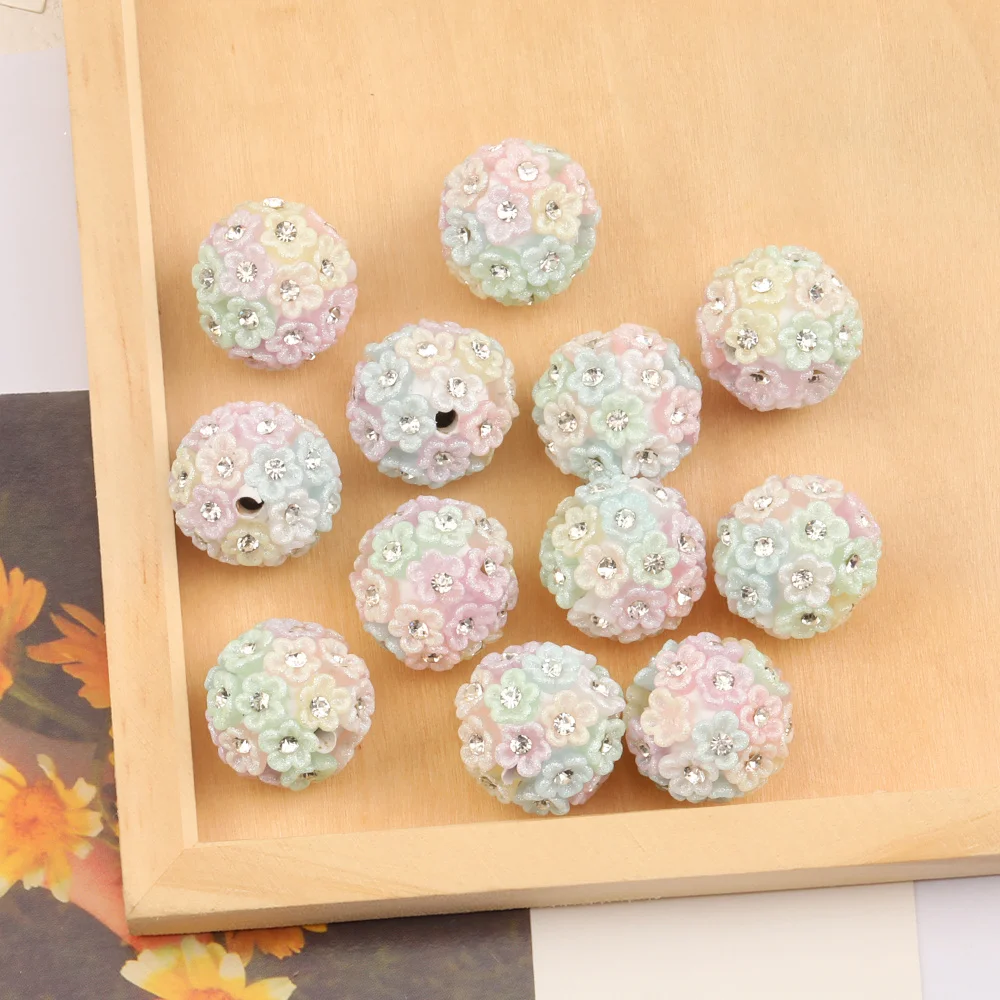 

Clearance 22*22MM 40Pcs Polymer Clay Bead/Hand Made/Rhinestone Effect/DIY Flower Beads Making/Jewelry Findings & Component