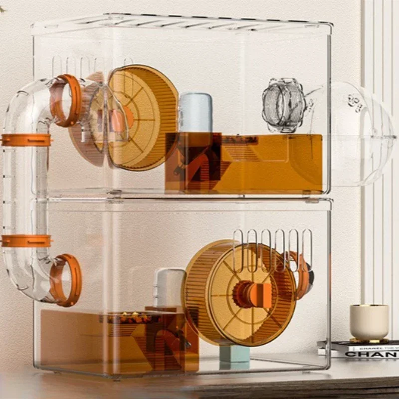 Hamster Cage Acrylic Luxury Villa Golden Bear Special Double Room Separate Oversized Cheap Bite-proof Feeding Box - view 2