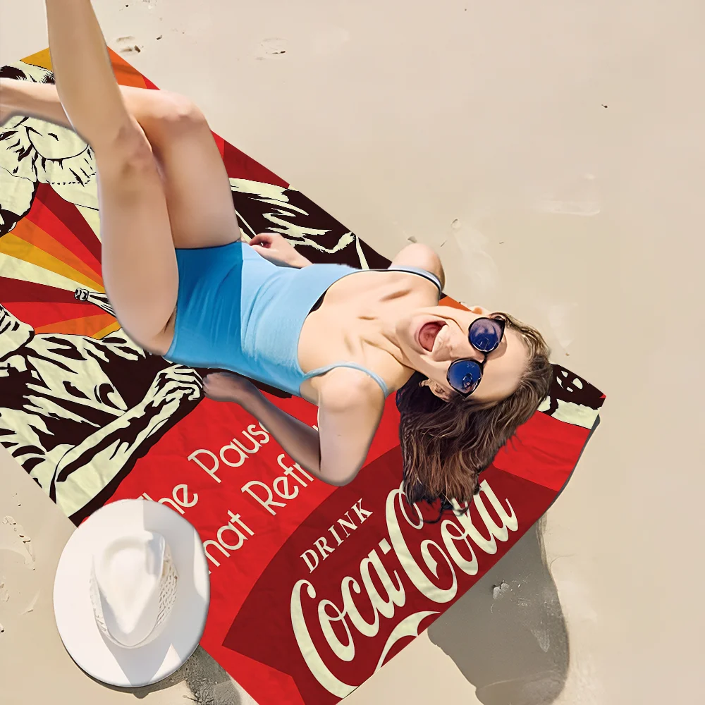 C-coca-cola Bath Towel Microfiber Soft Water Absorbing Breathable For Girl Kids Decorative Cartoon Beach Towel