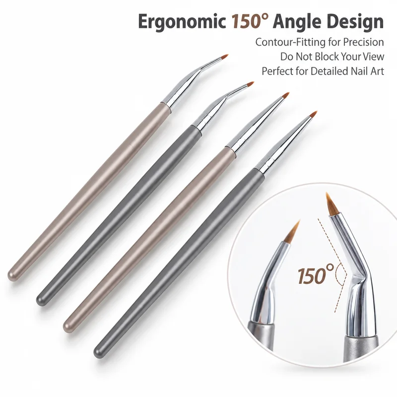 1/2Pcs Ultra Fine Eyeliner Brush Angled Bent Tip Detail Eye Liner Brush Under The Eyes Place Precise Detail Concealer Brush