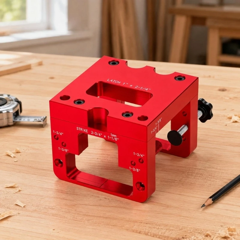 Door Lock Mortising Guide with Aluminum Frame, Separate Door-Side and Frame-Side Mortise Forms, Threaded Side Fasteners, M4YD