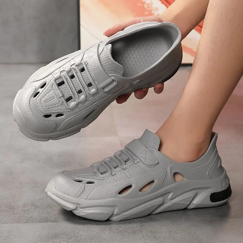 

Уличные дышащие мужские сандалии с закрытым носком 39, стильные, нескользящие, для взрослых, Новое поступление, повседневная мужская обувь с отверстиями