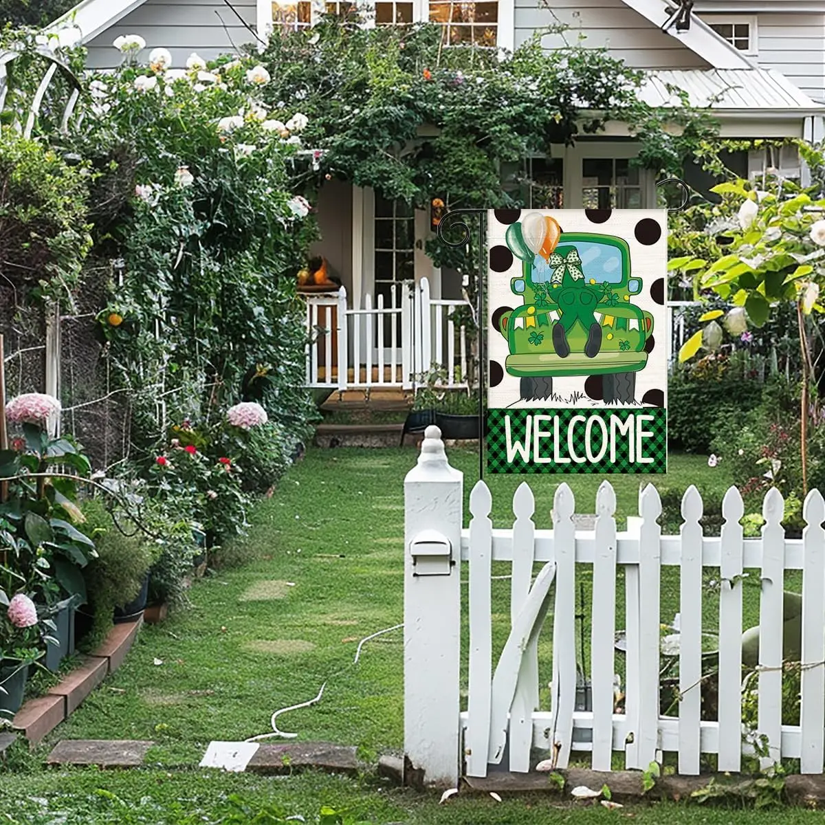 St Patricks Day Weccome Garden Flag - Funny Gnome Double Sided Irish Holiday Burlap Seasonal Small Yard Flag for Lawn &  LLX PPM