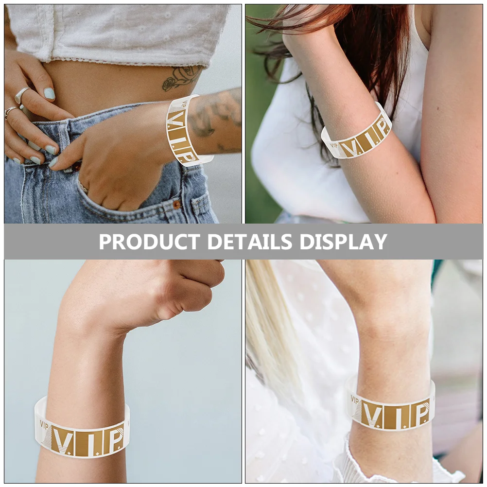 100 Pcs Vip Wrist Bands Party Wristband Bracelets Wristbands Golden Synthetic Paper Event