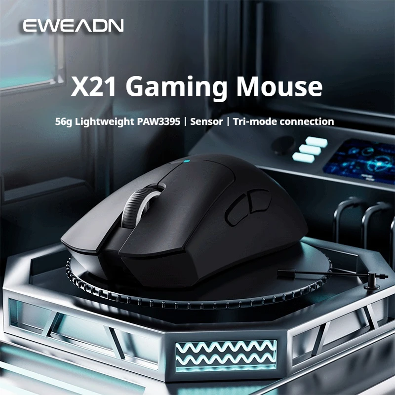 EWEADN X21 PAW3395 BT/2.4G/Wired Gaming Mouse, mechanical gaming macro computer office 56g Lightweight, DPI 26000, Low delay