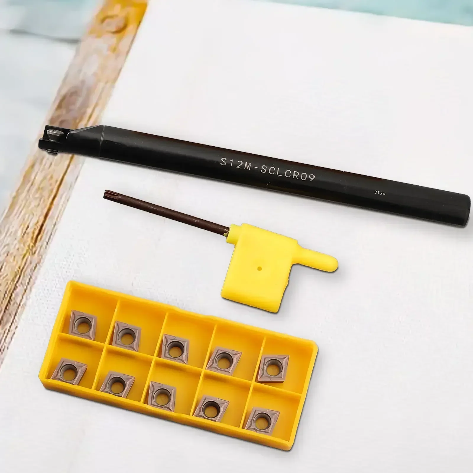 

SCLCR Lathe Boring Bar Turning Tool Holder Indexable 10*CCMT09T304 Inserts Blades Wrench Set For Workshop Accessories