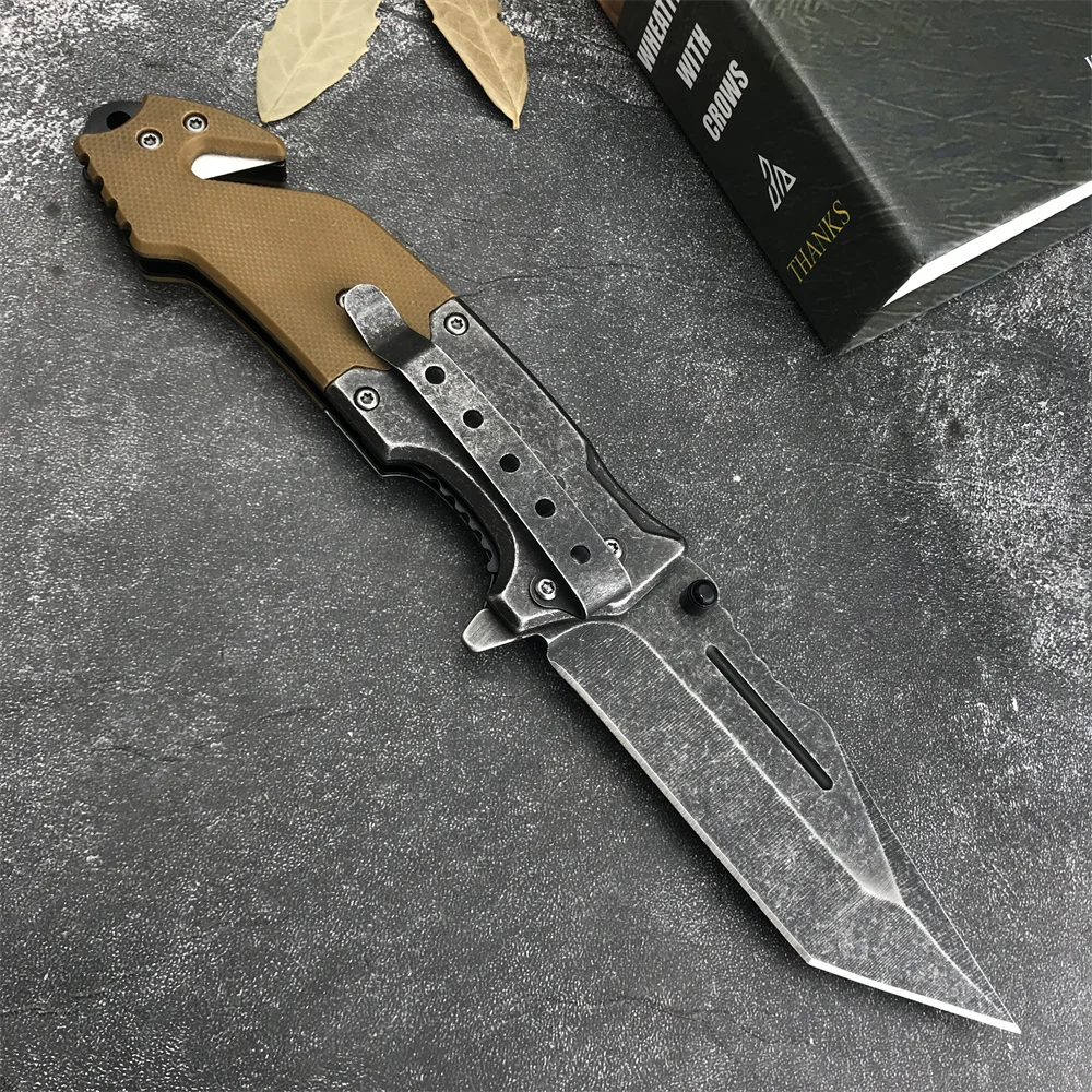 F023 Taktische Flipper Unterstützt Klappmesser 5Cr13Mov Tanto Punkt Klinge 420 Stahl + G10 Griff EDC Outdoor Angeln Rettungs Werkzeug