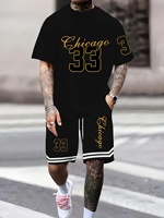 2025 Summer New Men's Set 3D printed casual Fashion Round neck short sleeve with Shorts 2-piece outdoor activity