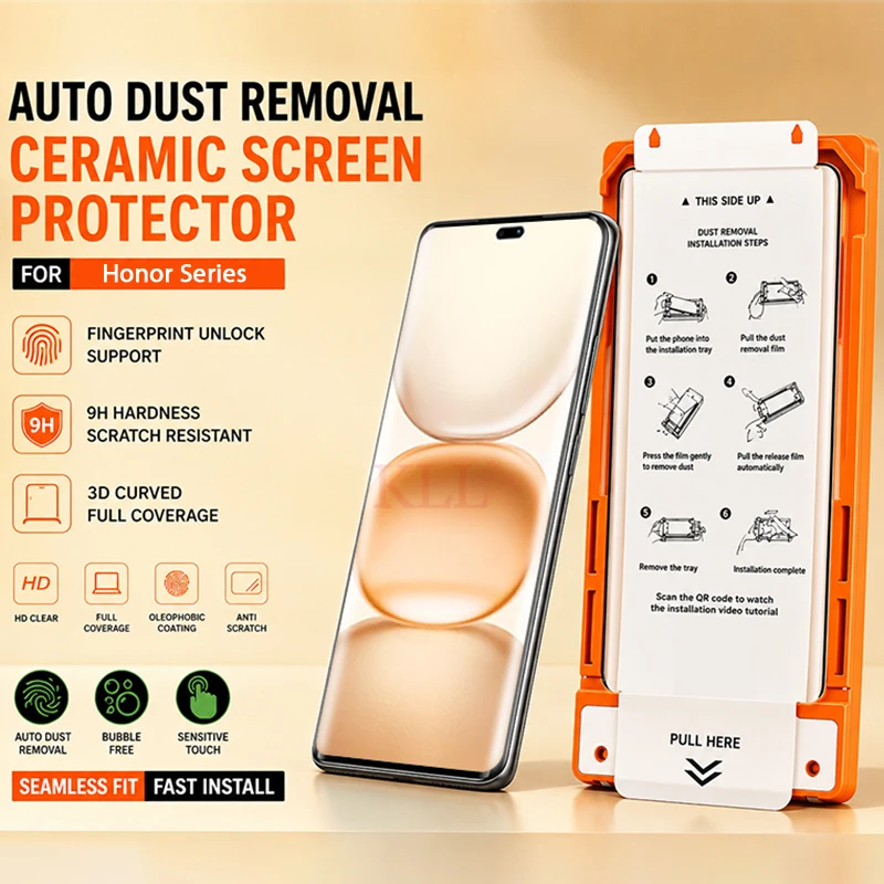 

Easy Installation Dust Free Full Glue Ceramic Soft Film For Honor Power 2 X70 X60 X60i X50 GT Pro Screen Protectors Cover +tool