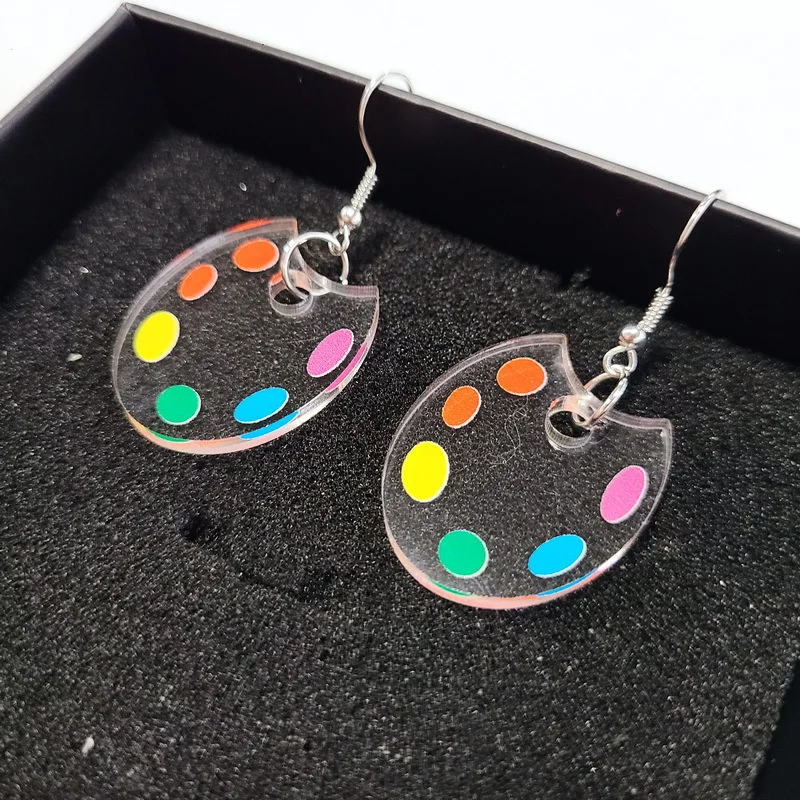 

Creative quirky mini color palette earrings, colorful fuel dye plates, quirky mini color matching personalized trendy earrings