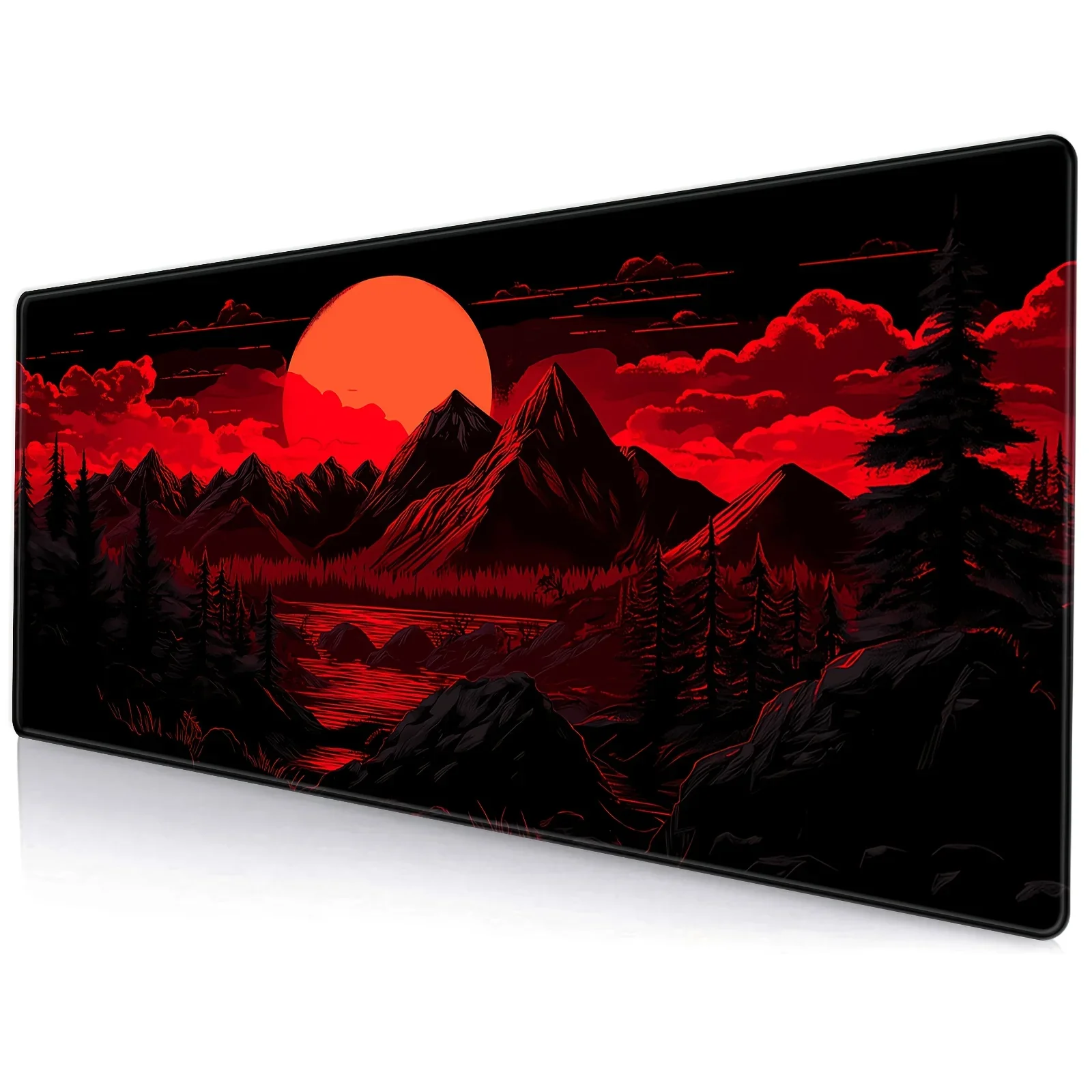 

Red full moon landscape design large Mouse Pad Desk Mat with Stitched Edge anti-slip Durable offices accessories mouse mat